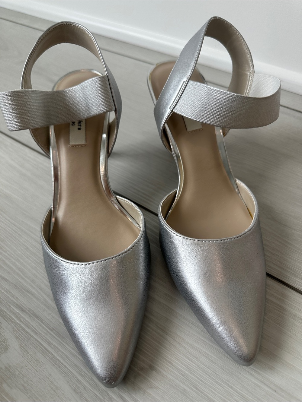 Simply Vera Vera Wang Silver Pointed D'Orsay Ankle Strap Heels